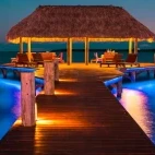 The pier set for dinner at Chabil Mar Villas, Belize.