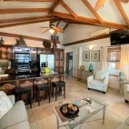View of the kitchen in villa 6, at Chabil Mar Villas, Belize.