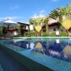 A pool area at Chabil Mar Villas, Belize.