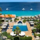 Aerial image of the swimming pools at Divi Flamingo Beach Resort, Bonaire