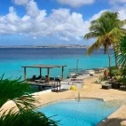 View of the pool at Belmar Oceanfront Apartments, Bonaire.
