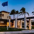 Entrance to Bucuti & Tara Beach Resorts in Aruba, the Caribbean.