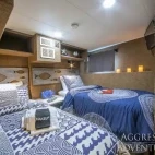 View of the twin bed stateroom cabin.