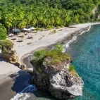 Aerial view of the Anse Chastanet Resort and beach, St Lucia
