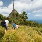 Family hiking in St Lucia, Caribbean