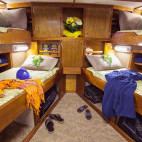 Lower deck quad cabin on board Bahamas Aggressor liveaboard.