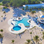Aerial shot of the pool at Brac Reef Beach Resort in Grand Cayman, the Cayman Islands