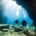 Pair of divers in Malta.