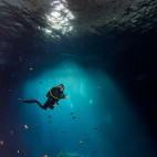 Diver exploring Malta's underwater  diving sites.