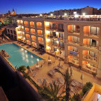 View to pool at Grand Hotel in Gozo
