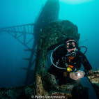 Diver and Corveta Afonso wreck in Madeira