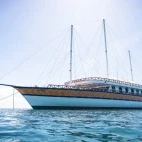 View of the Nautilus Two from the water, Maldives.