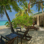 Beachfront at Eriyadu Island Resort, The Maldives.