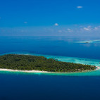 Aerial view of Faafu Attol and the Filitheyo Resort, The Maldives