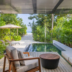 Beach villa pool deck at Alila Kothaifaru in the Maldives.