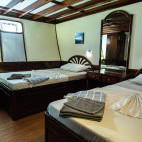 Lower standard double cabin on board Amba liveaboard in the Maldives.