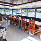 Dining on board Emperor Voyager liveaboard in the Maldives