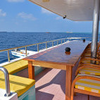 Outdoor seating on board Horizon III liveaboard in the Maldives