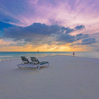 Beach at sunset, Innahura Resort in the Maldives
