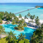Aerial of Villa Park Resort in the Maldives