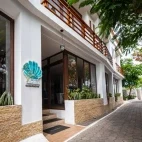 The entrance to La Isla Hotel, Santa Cruz, Galapagos