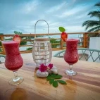 Drinks on the terrace at La Isla Hotel, Santa Cruz, Galapagos