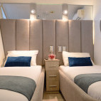 Lower deck twin cabin on board Humboldt Explorer in the Galapagos Islands