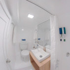 Bathroom on board the MY Aqua liveaboard in the Galapagos.