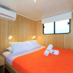 Upper deck double cabin on board the MY Aqua liveaboard in the Galapagos.