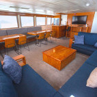 Lounge on board the Nautilus Gallant Lady liveaboard in the Sea of Cortez, Mexico