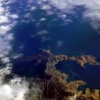 Aerial view of the Musandam Peninsula, Oman.