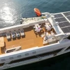 Aerial view of the top deck, on the Vision liveaboard, Oman.