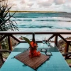 Dining whilst overlooking the sea at Nasama Resort, Efate Island, Vanuatu.