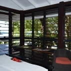 Beachfront fare room at Barrier Beach Resort, Espiritu Santo Island.