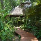 Boardwalk entrance to Barrier Beach Resort, Espiritu Santo Island, Vanuatu.