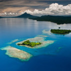 Aerial of Kimbe Bay, Papua New Guinea.