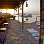 Bedouin tent on the beach at Sharks Bay Umbi Village in Sharm el Sheikh, Egypt