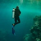Scuba diver in Fiji.