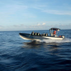 Skiff from Solitude One liveaboard.