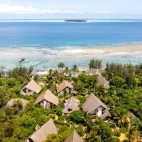 Aerial view of Sunshine Marine Lodge and Mnemba Atoll, Zanzibar.