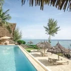The pool area at Sunshine Marine Lodge, Zanzibar.