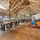 The restaurant and lounge area at Sunshine Marine Lodge, Zanzibar.