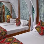 View of a triple-bed garden  room at The Z Hotel, Zanzibar.