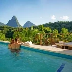 Guests enjoying the pool in the Piton Pool Suite, Anse Chastanet Resort, St Lucia