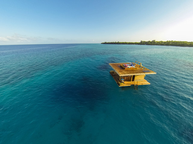 Underwater room at Manta Resort in Pema, Tanzania