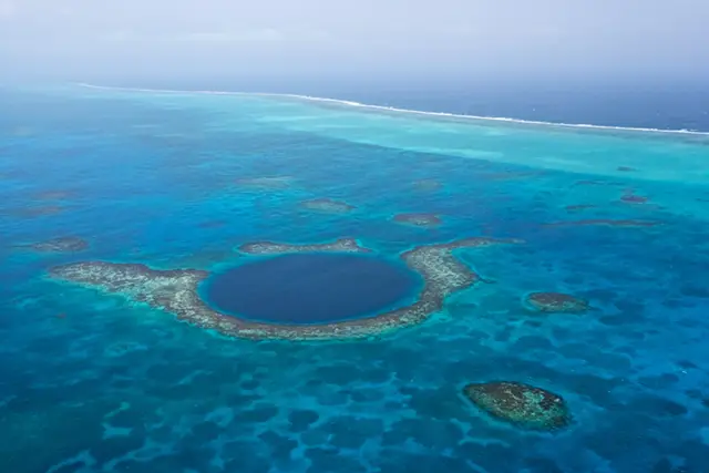 Aerial of Blue Hole in Belize