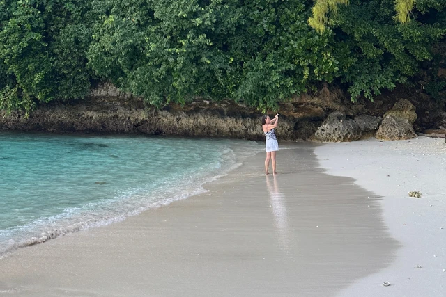On a beach in Raja Ampat.