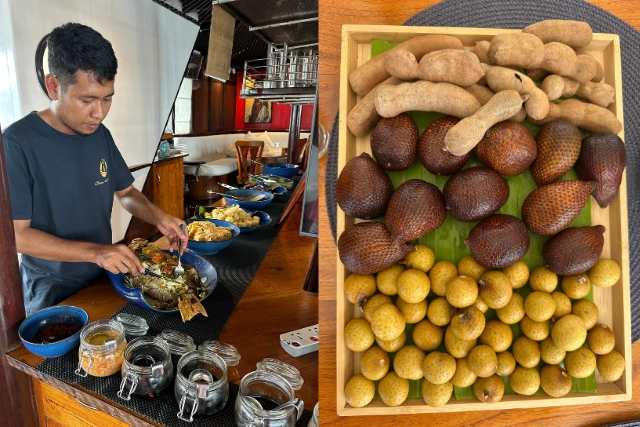Food on board the Dewi Nusantara.