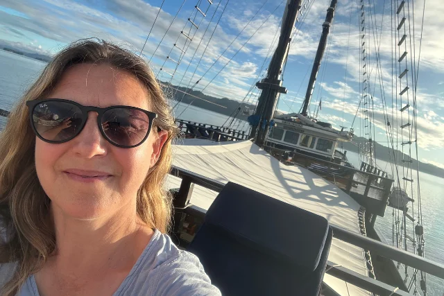 Image of Philippa Anderson on the Dewi Nusantara.