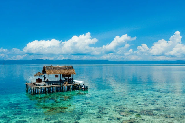 Jetty at Papua Paradise Resort in Raja Ampat, Indonesia.